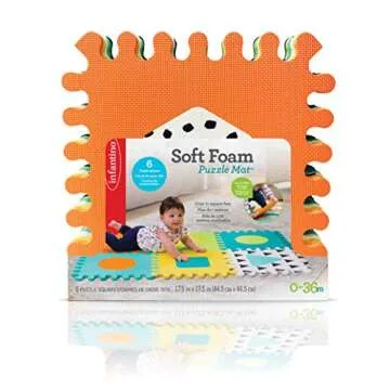 Infantino Soft Foam Puzzle Mat - with Textured Material and pop-Out Shapes to Support and Encourage Sensory Play, for Ages 0-36 Months