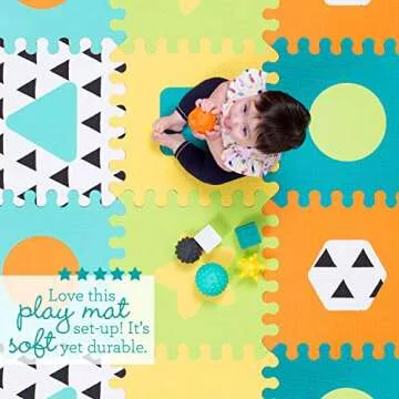 Infantino Soft Foam Puzzle Mat - with Textured Material and pop-Out Shapes to Support and Encourage Sensory Play, for Ages 0-36 Months