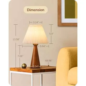 EDISHINE 13.58" Small Table Lamp - Chic Space-Saving Design
