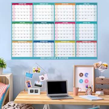 2025 Yearly Wall Calendar - Dry Erase Calendar 2025, Jan. 2025 - Dec. 2025, 34.8'' × 22.8'', 2-Side...
