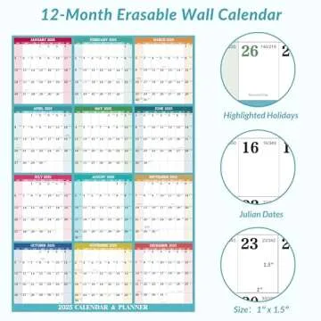 2025 Yearly Wall Calendar - Versatile Dry Erase Design