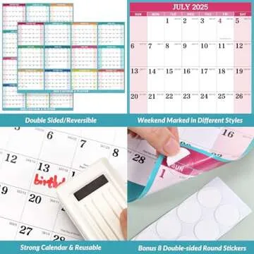 2025 Yearly Wall Calendar - Versatile Dry Erase Design