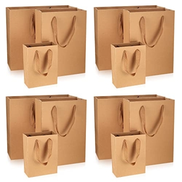 HexinYigjly 12 Pcs Kraft Paper Bags with Handles, Brown Paper Gift Bags Bulk, Small, Medium & Large ...