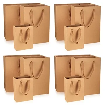 HexinYigjly 12 Pcs Kraft Paper Bags with Handles, Brown Paper Gift Bags Bulk, Small, Medium & Large ...