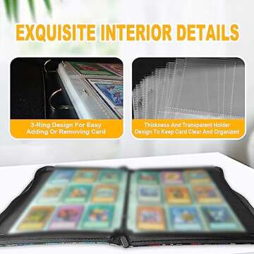 sabermaster Trading YGO Card Binder Fits 900 Cards Card Collector Album Holder,with 50 Removable Sleeves Toys Gifts for Boys Girls