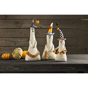 Mud Pie Ghost Sitter, Trick or Treat, 19" x 6.5"