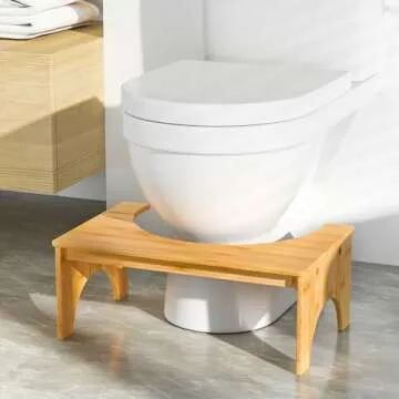 PheeHong Bamboo Toilet Stool - 7" Height for Comfortable Bowel Relief