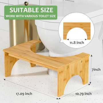 PheeHong Bamboo Poop Stool for Convenient Bathroom Use