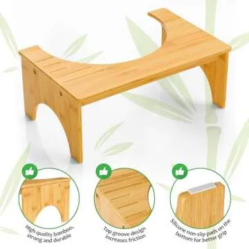 PheeHong Bamboo Poop Stool for Convenient Bathroom Use