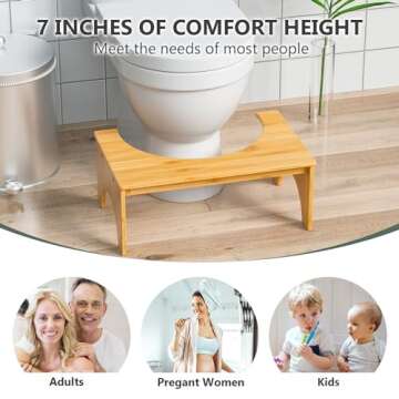 PheeHong Bamboo Poop Stool for Convenient Bathroom Use