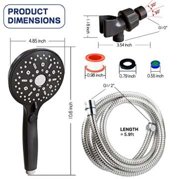High Pressure Handheld Shower Head 11 Spray Settings, 4.85 inch Pause Switch Water Saving Shower Hea...