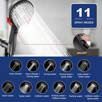 High Pressure Handheld Shower Head with 11 Settings