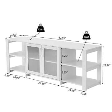 Panana TV Stand Television Stands Cabinet with 2 Doors 4 Open Cubby Storage Cabinets for Living Room...