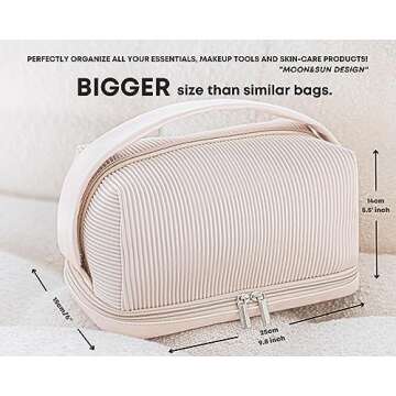 MOON&SUN DESIGN 2024 Aesthetic | Extra large Makeup bag | Travel essentials for women | Travel makeu...