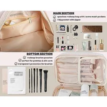 MOON&SUN DESIGN 2024 Aesthetic | Extra large Makeup bag | Travel essentials for women | Travel makeup bag | Makeup organizer | Airplane travel essentials Cosmetic bag for Women and Girls gift