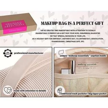 MOON&SUN DESIGN 2024 Aesthetic | Extra large Makeup bag | Travel essentials for women | Travel makeup bag | Makeup organizer | Airplane travel essentials Cosmetic bag for Women and Girls gift