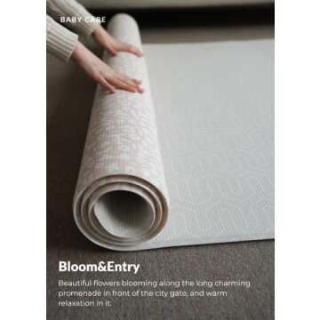 Baby Care Play Mat (Large, Hygge - Bloom & Entry) 82'' x 55'' Original One-Piece Reversible Rollable Waterproof Play Mat for Infants, Babies, Toddler, and Kids