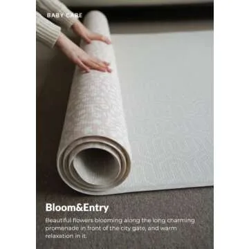 Baby Care Play Mat (Large, Hygge - Bloom & Entry) 82'' x 55'' Original One-Piece Reversible Rollable Waterproof Play Mat for Infants, Babies, Toddler, and Kids