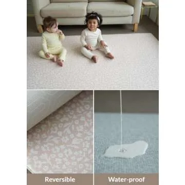 Baby Care Play Mat (Large, Hygge - Bloom & Entry) 82'' x 55'' Original One-Piece Reversible Rollable Waterproof Play Mat for Infants, Babies, Toddler, and Kids