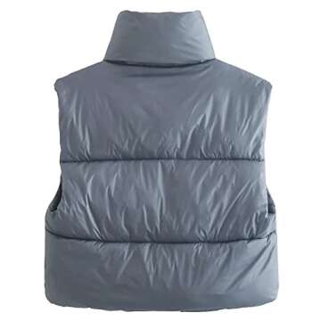 KEOMUD Women's Winter Crop Vest Lightweight Sleeveless Warm Outerwear Puffer Vest Padded Gilet Hazeb...