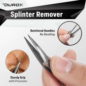 DUROX Splinter Remover - Pointy Tweezers for Cactus, Wood & Metal Splinter Removal