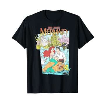 Disney The Little Mermaid Vintage Retro Movie Cover Graphic T-Shirt