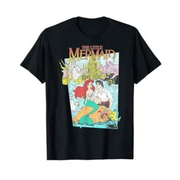 Disney The Little Mermaid Vintage Retro Movie Cover Graphic T-Shirt