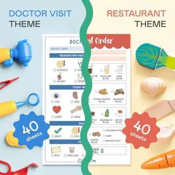 Tiny Expressions Playtime Notepads - 2-Pack Kids Pretend Play Notepads - 40 Pages Order-Taking Resta...