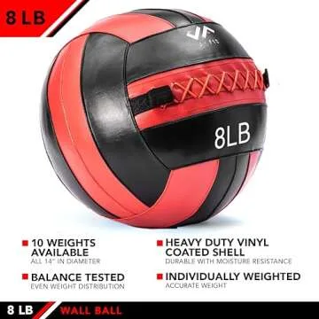 JFIT Wall Ball, Red/Black, 8 LB