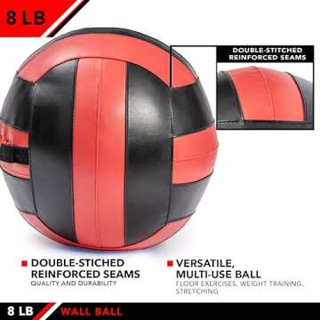 JFIT Wall Ball, Red/Black, 8 LB