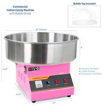 VIVO Pink Electric Cotton Candy Machine with Bubble Shield