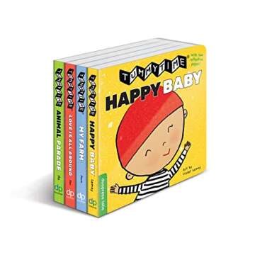 TummyTime Fold-Out Book Set: 4 high-contrast books to help develop strength and eye coordination for your baby