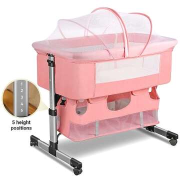 Comfortable & Adjustable Baby Crib 3-in-1 Bedside Crib