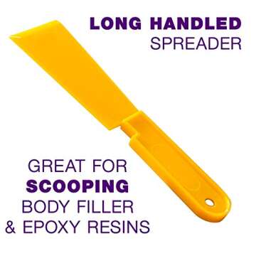 Custom Shop - Long Handle Body Filler Spatula Goop Scoop Spreader (Pack of 2) 3" & 6" Wide Spread, Body Filler, Autobody Dent Repair - Use for Epoxy Resins and Acrylic Paint Pouring Art