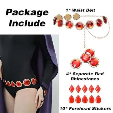 C-ZOFEK Women's Anime Cosplay Red Stone Link Chain Belt for Costumes Props Great Gift (Eleven stones)