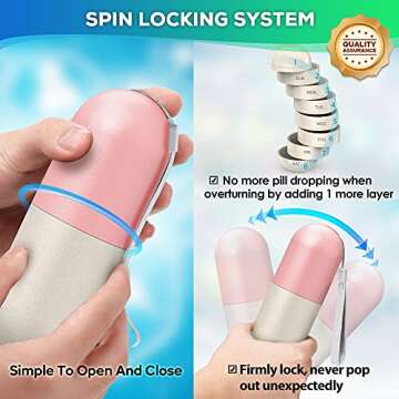 Zannaki Upgrade Large Compartment Grain Fiber Moisture Proof Cute Weekly Pill Organizer, Laser Carving Markings, BPA Free Travel Hiking 7 Day Pill Box Case to Hold Pills,Vitamins,Fish Oil,Supplements