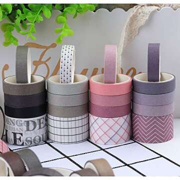 NOGAMOGA 100 Rolls Vintage Washi Tape Set, Basic Collection 10mm/25mm Wide Solid Color Masking Tapes...