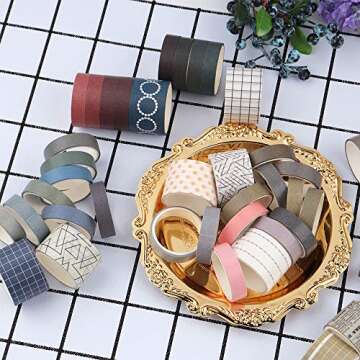 NOGAMOGA 100 Rolls Vintage Washi Tape Set, Basic Collection 10mm/25mm Wide Solid Color Masking Tapes, Writable Decoration Tape for Arts, DIY Crafts, Bullet Journals, Planners, Scrapbooking, Wrapping