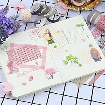 NOGAMOGA 100 Rolls Vintage Washi Tape Set, Basic Collection 10mm/25mm Wide Solid Color Masking Tapes, Writable Decoration Tape for Arts, DIY Crafts, Bullet Journals, Planners, Scrapbooking, Wrapping