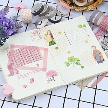 NOGAMOGA 100 Rolls Vintage Washi Tape Set, Basic Collection 10mm/25mm Wide Solid Color Masking Tapes, Writable Decoration Tape for Arts, DIY Crafts, Bullet Journals, Planners, Scrapbooking, Wrapping