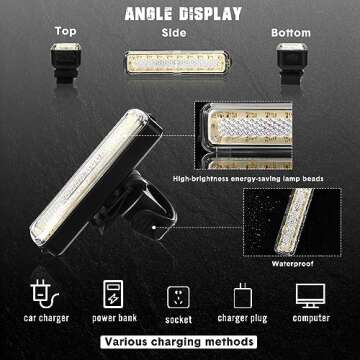 Yaocom 2 Pcs USB Rechargeable Waterproof Bike Tail Lights
