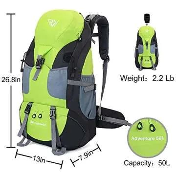 RuRu monkey 50L Hiking Backpack, Lightweight Daypack for Outdoor Camping Travel, Backpacking Backpack for Women Men