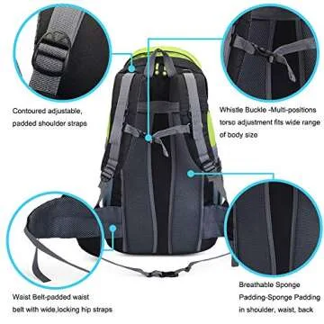 RuRu monkey 50L Hiking Backpack, Lightweight Daypack for Outdoor Camping Travel, Backpacking Backpack for Women Men