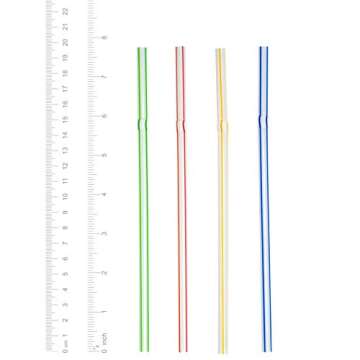 [200 Pack] Flexible Disposable Plastic Drinking Straws - 7.75" High - Assorted Colors Striped