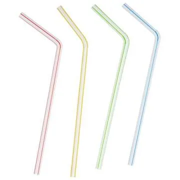 200 Pack Colorful Flexible Plastic Drinking Straws
