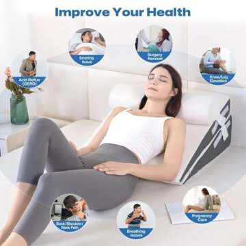 GOHOME Wedge Pillow Set for After Surgery, 3-Piece Adjustable Memory Foam Bed Wedge Pillow for Sleep...