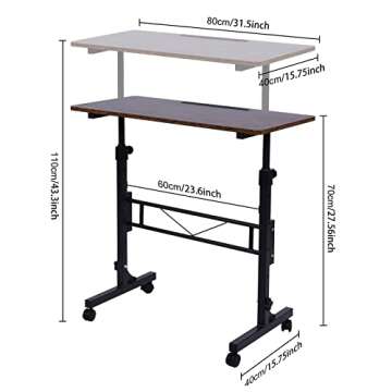 KLSMYHOKI Adjustable Height Standing Desk with Wheels