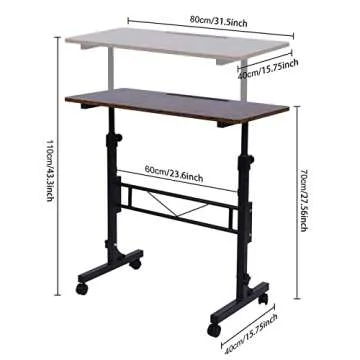 KLSMYHOKI Adjustable Height Standing Desk with Wheels