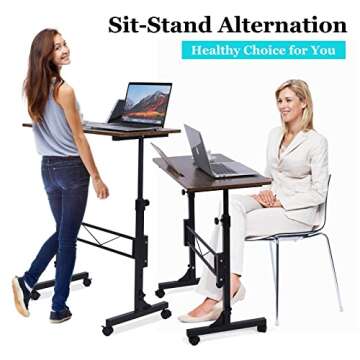 KLSMYHOKI Adjustable Height Standing Desk with Wheels