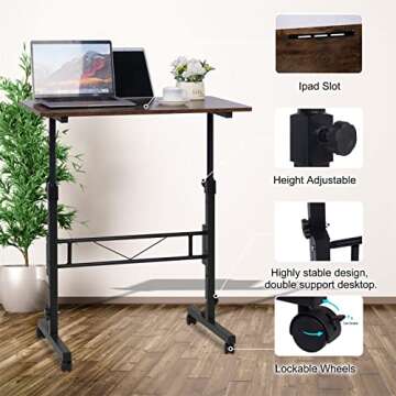KLSMYHOKI Adjustable Height Standing Desk with Wheels